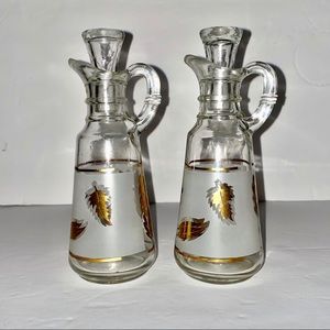Mid Century oil vinegar glass cruets